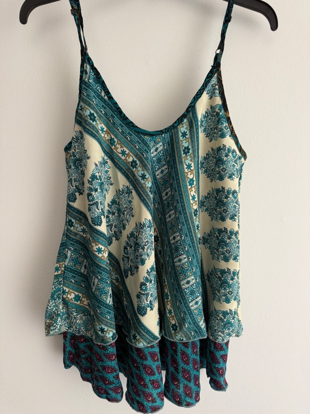 Women’s Teal Paisley-Print Spaghetti Strap Camisole